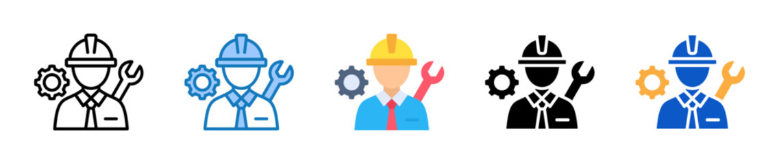 Engineer multiple style icons set design vector illustration. 