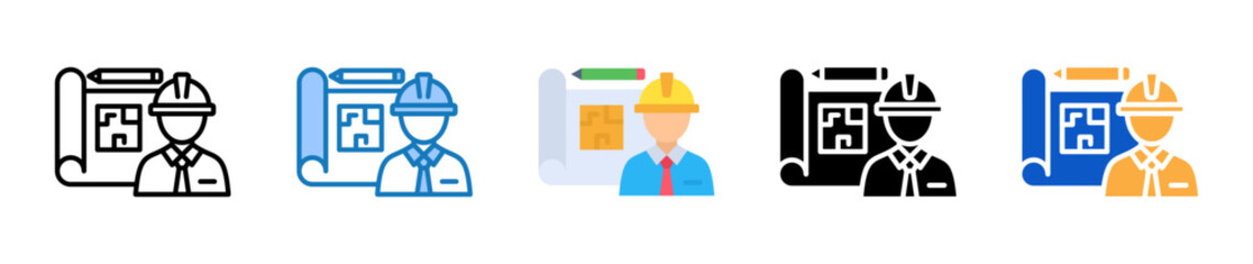 Engineer multiple style icons set design vector illustration. 