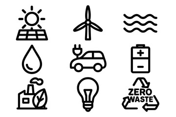 Renewable energy symbols representing sustainability and eco-friendly initiatives for a better future