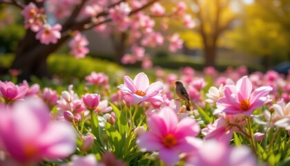 Obraz premium create a striking image capturing a fine spring day, on the left, place a clear and vibrant subject that immediately draws the viewers attention