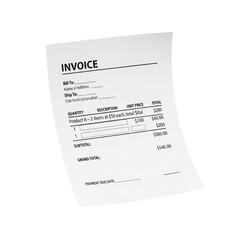 Obraz premium Paper invoice document isolated on transparent background