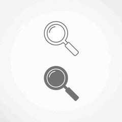 Two magnifying glass icons, one in outline and one in solid gray.