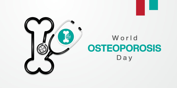 October 20th is World Osteoporosis Day. Stethoscope shape bone. Suitable for posters, banners and social media. White background.