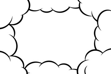 シンプルなアメコミ風の雲フレームイラスト