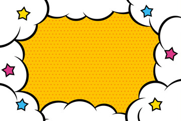 アメコミ風の雲フレームイラスト