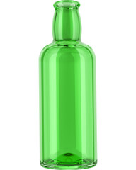 Empty glass green bottle, transparent background