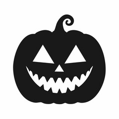 Minimalist Silhouette Pumpkin Jack O Lantern Happy Halloween Celebration Icon