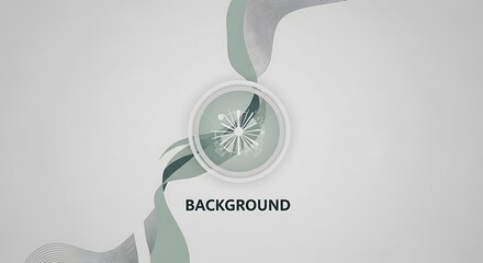 Abstract background with flowing green shapes, lines, and a central tech element.