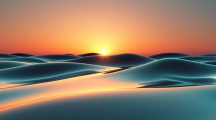 Power Sunset reflecting off wind farms stretching across rolling hills.