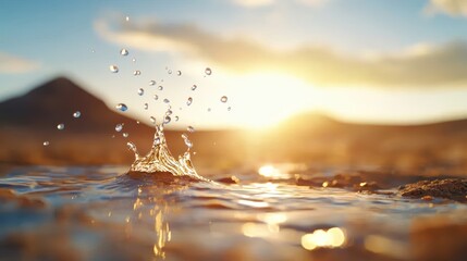Beginning First raindrops falling on dry soil, bringing life back to the environment.