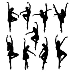 silhouettes of dancing girls