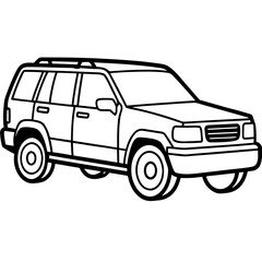Minimalist white line art suv design