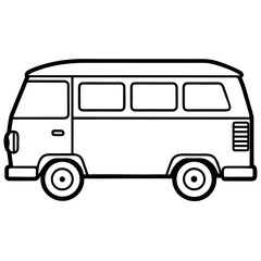 Minimalist line art van design for transportation themes