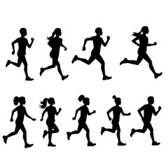 running silhouettes vector