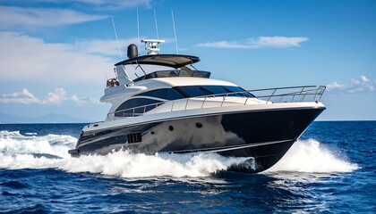 Fototapeta premium Luxury Yacht Cruising Mediterranean Sea (1)