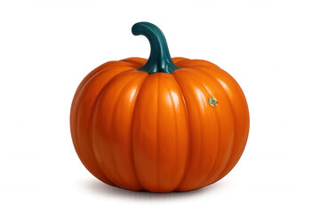 Obraz premium Orange pumpkin, green stem casting soft shadow, transparent backdrop highlighting seasonal harvest aesthetic