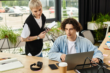 Collaboration and creativity flourish among youth in an inspiring office environment