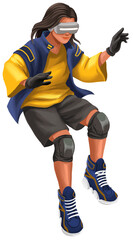 Girl Using Virtual Reality Technology Illustration