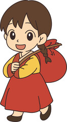 한국 전통 명절 추석을 맞이하여 한복을 입은 아이들