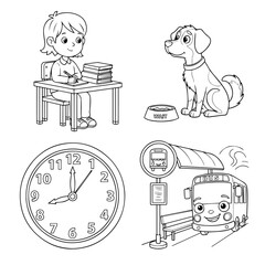 Cute cartoon puppy and kitten having fun in a playful pet illustration