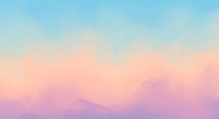 Fototapeta premium Dreamy abstract background with smooth pastel color gradients blending blue, peach, and purple.