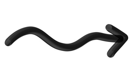 Isolated Curved Arrow Black Metallic Icon PNG Artistic Symbol on Transparent Background Modern Vector Unique Design