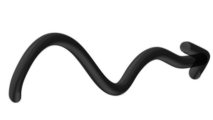 Unique Curved Arrow Black Metallic Icon PNG Artistic Isolated Stylish Modern Symbol Graphic Background Elegant Design