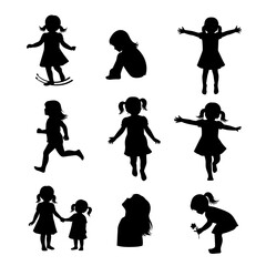 Playful silhouettes: a collection of diverse silhouette images, offering a unique visual storytelling. capturing the various postures and actions of the silhouette subjects.