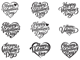 HAPPY VALENTINES DAY TYPOGRAPHY SILHOUETTE