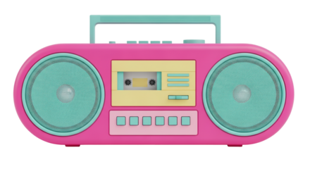 Isolated Retro Boombox with Cassette Player