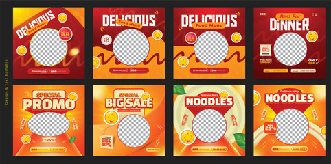 Food Social Media Post Template Design for Restaurant Promotion and Marketing