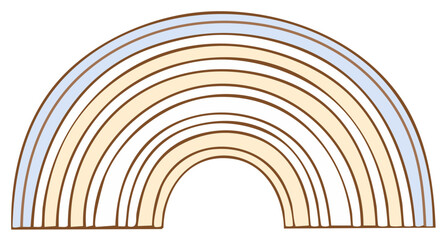 Fototapeta premium Stylized rainbow arc with multiple colorful stripes and brown outlines