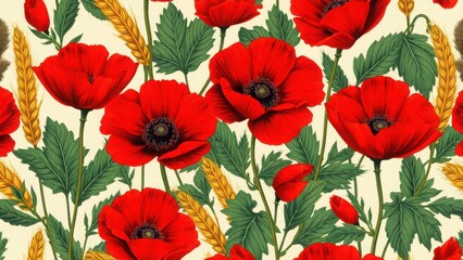 Fototapeta premium Artistic floral illustration with golden wheat