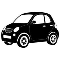 Simple black silhouette of a compact car