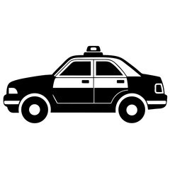 Solid black silhouette of a police car