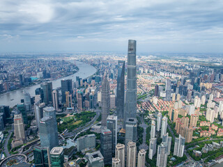 Obraz premium Ovelooking Shanghai Oriental Pearl TV Tower and and Three-Piece Set