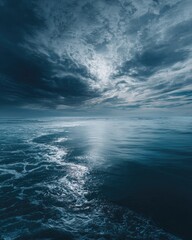 Fototapeta premium Vast, stormy sea at dusk