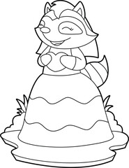 Racoon Bride Heart Wedding Animal Vector Graphic Art Illustration