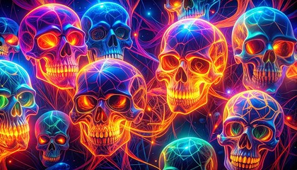 Abstract, colorful, futuristic art in blue and purple tones, depicting a glowing fractal energy pattern in motion