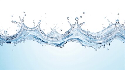 Dynamic Water Wave with Splashes Against a Light Background
