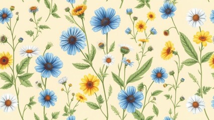 Obraz premium Garden inspired daisies with yellow asters