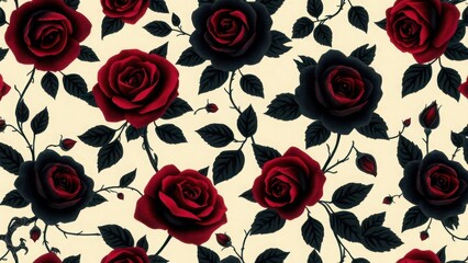 Romantic floral ornament of dark roses