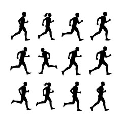 Dynamic Runners: A compilation of dynamic silhouette showing runner showcasing human motion in silhouette, capturing the essence of action, speed, and endurance.