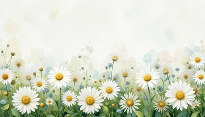 Daisies on a green background