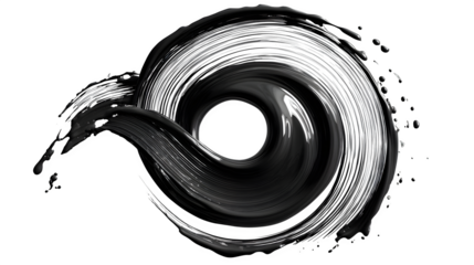 Swirling dark liquid vortex, isolated on transparent background