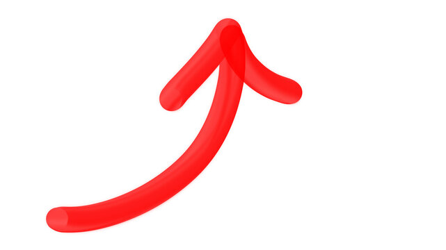 Dynamic Curved Arrow Red Icon Modern Artistic PNG Isolated Vector Symbol Glossy Stylish Bold Transparent Background Design