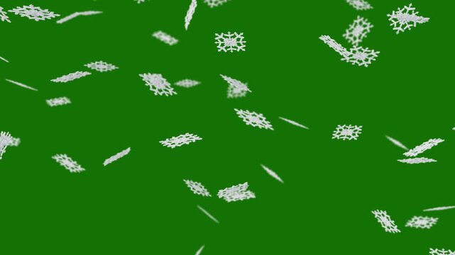 Video 4K falling down white blue smooth snow motion snowflakes effect motion with chromakey.