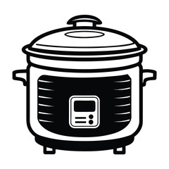Monochrome Vector Illustration of a Rice Cooker Depicting a Kitchen Appliance Essential for Effortless Meal Preparation