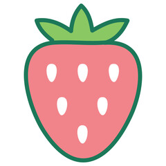 Obraz premium A stylized vector icon of a strawberry with a leaf, symbolizing a fresh and natural produce.