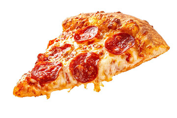 Slice of Pepperoni Pizza Isolated on Transparent Background